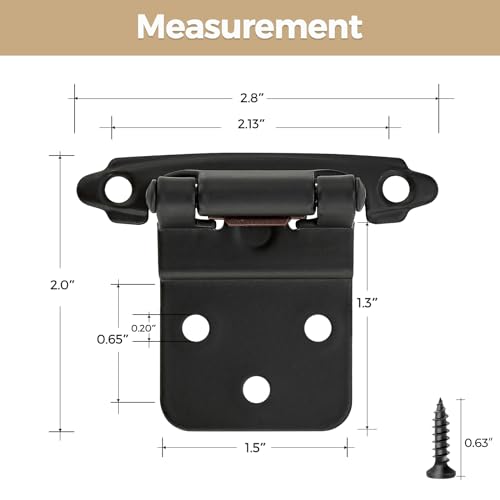 30 Pack 15 Pair Black Cabinet Hinges, 3/8" Inset Semi-Concealed Hinges - color: Black, size: 3/8" Inset