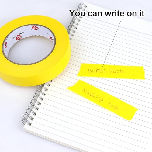 BOMEI PACK Yellow Painters Tape 1 Inch Bulk - Paint Tape 6 Rolls x 1 Inch x 60 Yards - Painter's Tape Yellow Masking Tape for Walls Painting, DIY Crafting, and School Projects, Total 360 Yards - color: Yellow, size: 1 Inches X 60 Yards