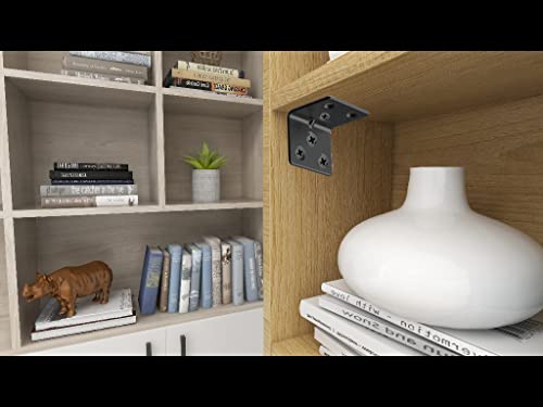 Black Stainless Steel Shelf Bracket,Joint Right Angle Bracket,L Shape Heavy Duty Metal Corner Brace Shelf Supporter for Wood Aufuga (20, 1.5x1.2x1.2) - size: 1.5x1.2x1.2