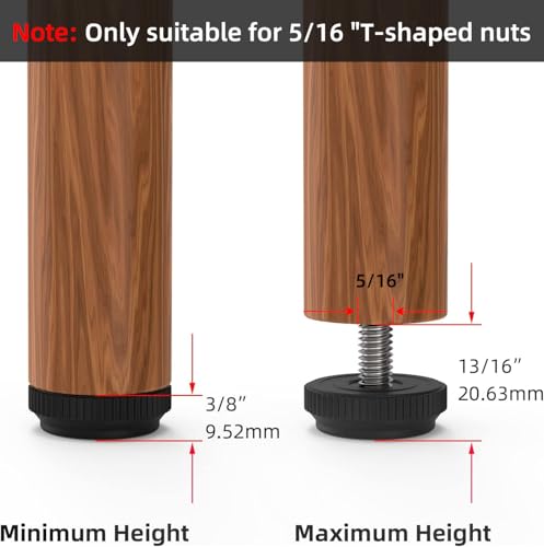 ONEHOME 16 Pack 5/16-18 Stainless Steel Adjustable Threaded Furniture Leg Leveling Feet Screw-in Glide Leveler,Screw Foot Levelers Screw On Furniture Glide Leveling Table,Chair,Furniture - size: 16 Pack Without T-Nut