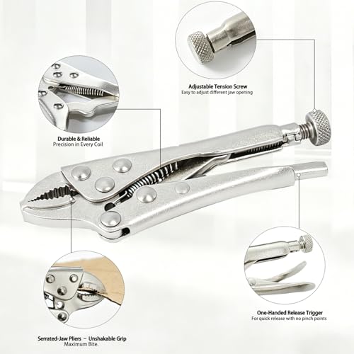 4-inch Locking Pliers, Curved Jaw with Wire Cutter - size: 4-Inch