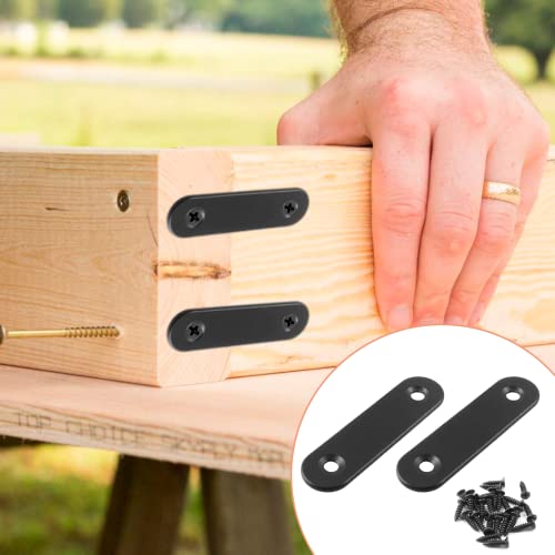 Jiozermi 12 Pcs Straight Brace, 2.4" x 0.6", Stainless Steel - size: Black, 2.4” x 0.6”, 12 Pcs