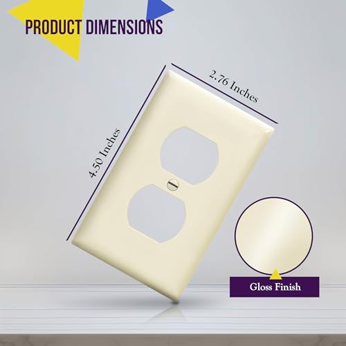 ENERLITES 10 Pack Duplex Outlet Covers Wall Plate, Light Almond - color: Light Almond, size: Standard Size