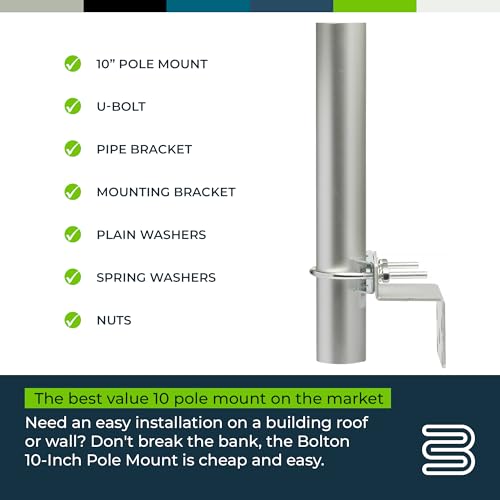 Bolton Outdoor Antenna Pole Mount Kit, 10-Inch U-Bolt Bracket - style: 10” Inch Pole