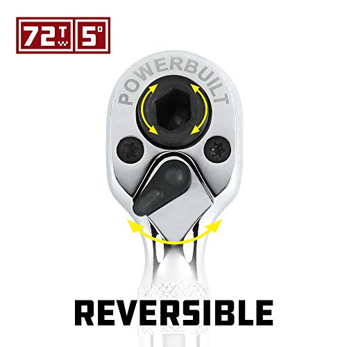 Powerbuilt Stubby Ratchet, Mini 1/4 Inch Ratchet Wrench, Reversible 72 Tooth, Tight Spaces, Quick Release - 940478 - style: 1/4" Dual Head