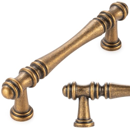 KOOFIZO 10 Pack 3-3/4 in Antique Brass Cabinet Pull Brass Drawer Handle P30 - color: Antique Brass, size: 3-3/4" CC - 10Pcs
