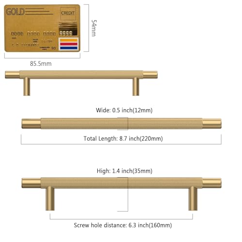 Amerdeco 10 Pack Champagne Bronze Knurled Cabinet Pulls 6.3 Inch Hole Centers Kitchen Cabinet Handles Hardware Kitchen Handles for Cabinets Handles IH0006 - color: Champagne Bronze, size: 6.3"/160MM Hole Center