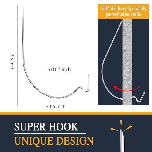Picture Hanger Super Hook 30PCS,High-Quality Steel Picture Hanger Hercules Hooks,Used for Drywall, Wood Wall, Plaster Wall, can Hang Photos, Art, Clock, Mirror