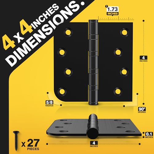 KOLET Ball Bearing Door Hinges, 4 x 4 Inches, Matte Black, 3 Pack - color: Matte Black, size: 3 Pack
