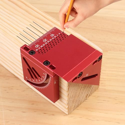 45/90 Degree Aluminum Alloy Woodworking Square Protractor, Multi Angle Measuring Ruler, High Precision Layout Measuring Tool for Engineer Carpenter (Red) - color: 3D-red