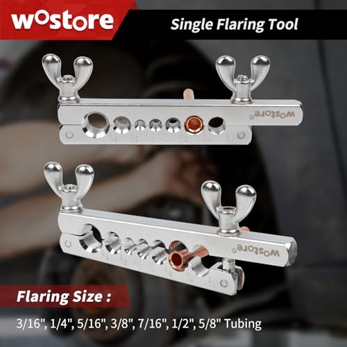 Wostore Single Flaring Kit, 7 Dies 3/16-5/8" for Copper Pipe & HVAC