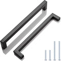 KNOBWELL 6 Pack 192mm Black Cabinet Pulls Drawer Handles Pulls Kitchen Pull - color: Matte Black, size: Hole Center:7-9/16 inch(192mm)