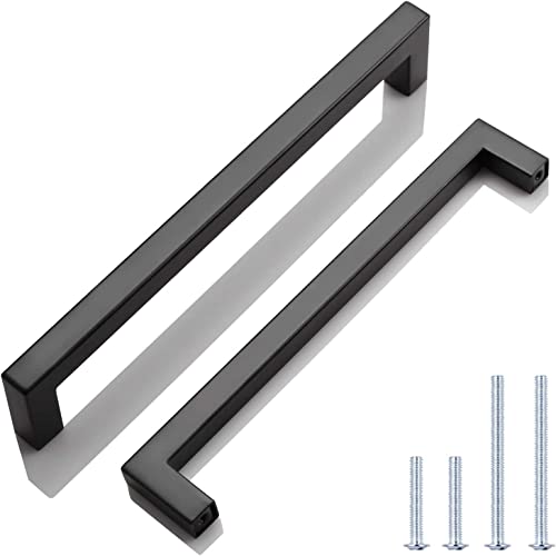 KNOBWELL 6 Pack 192mm Black Cabinet Pulls Drawer Handles Pulls Kitchen Pull - color: Matte Black, size: Hole Center:7-9/16 inch(192mm)