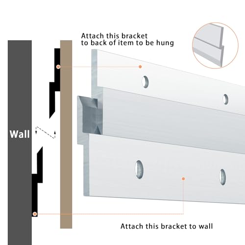 French Cleat Heavy Duty, Aluminum French Cleat, Headboard Wall Mounting Brackets with Screws, Heavy Mirror Mounting Hardware (30 Inch-1 Pair, Support 200 lbs) - size: 30inch-1Pair, style: Extra thick