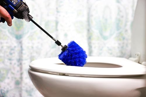 Diamond Shine 5-Piece Medium Bristle Drill Brush Set with 6” Extension Rod – Blue Nylon Power Scrubber Attachments, 2-5 Inch Sizes for Bathroom, Kitchen, Car & Outdoor Cleaning