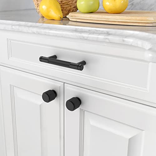 Asidrama 10 Pack 3 Inch(76mm) Matte Black Cabinet Pulls Knurled Cabinet Handles Cupboard Handles Kitchen Cabinet Hardware for Cupboard Drawer Pulls - color: Matte Black, size: 3" Hole Center, style: 10 Pack