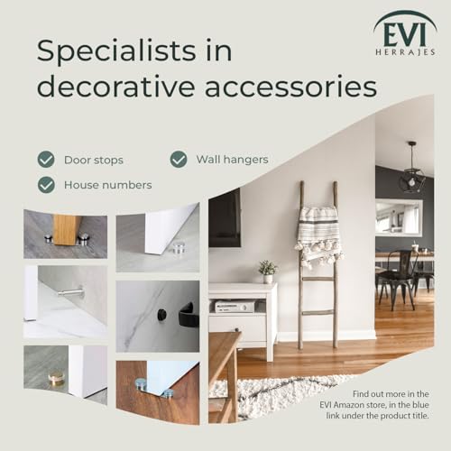 EVI Herrajes | Adhesive Door Stop | Threaded Base | W:1,1in H:0,8in | Leather Brass Finish | Silicone Black Rubber | Simple Fixation | 100% Functional | Mod. I-103/28 - color: Antique Leathe Brass