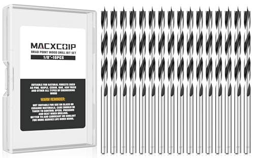 16Pcs 1/8" Brad Point Wood Drill Bit Set - size: 1/8" - 16pcs