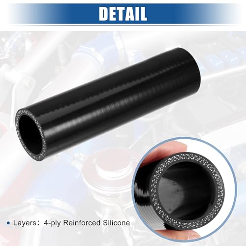 uxcell 1.25" ID 6" Length 4-Ply Reinforced High Temp Straight Coupler Silicone Reducer Hose Black for Car Intercooler Intake Piping - size: 1.25" ID