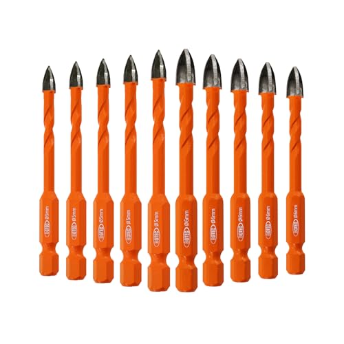 BGTEC Cemented Carbide Drill Bits -10pcs Quick-fit Shank 5MM*5+6MM*5MM Cross Spiral Hard Alloy Drill Bit for Wood Plastic Masonry Ceramic Tile Concrete Marble - size: 10pcs 5MM*5+6MM*5MM