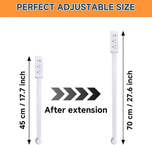 Electrical Outlet Extender Stick,180° Rotating Extendable Wall Outlet for Hard to Reach Places,Rotating Plug Power Hub for Bedroom, Living Room, Office