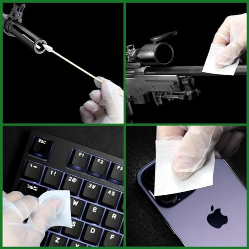 1700PCS gun cleaning supplies—1500PCS Gun Cleaning Patches +200PCS Gun Cleaning swabs,2"x2"Lint Free Gun Cleaning Rags,6"Long Cotton swabs for 9mm and All Caliber of Firearms.Gun Cleaning Kit - color: 1500Patches + 200Pointed Swab