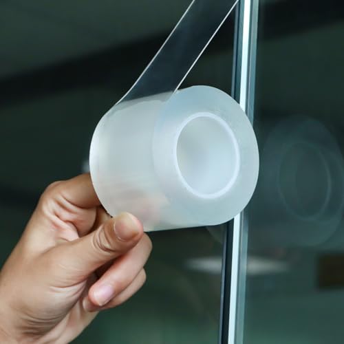 Transparent Window Weather Sealing Tape 2 Inch x 16.5 FT Weather Stripping Residue-Free Clear Window Insulation Caulk for Shower Glass Gaps and Clear Tape Doors Windows Windproof - size: 2 IN - 16.5 Ft Clear