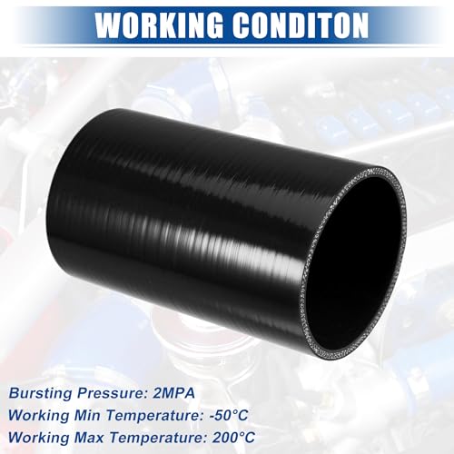 uxcell 3.25" ID 6" Length 4-Ply Reinforced High Temp Straight Coupler Silicone Reducer Hose Black for Car Intercooler Intake Piping Straight Silicone Hose - size: 3.25" ID