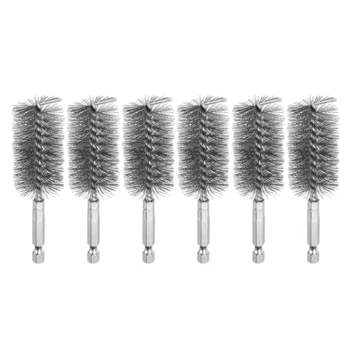 HARFINGTON 6Pcs Stainless Steel Bore Brush 28mm Dia 4" Long Cleaning Twisted Wire Brush with Handle 1/4" Hex Shank for Tubes, Ports, Bearings - size: 28mm