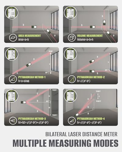 Inkerma Dual Laser Measurement Tool, 393Ft/120M Bilateral Laser Distance Meter, Rechargeable Laser Measure with Ft/in/M Multiple Units, Angle Sensor, Pythagorean Mode, Area and Volume - style: 393ft