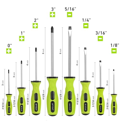 FASTPRO 8-Piece Magnetic Screwdrivers Set, Green - color: Green