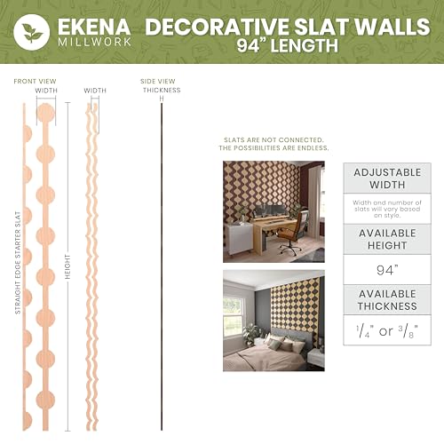Brazos Designer Series Adjustable Wood Decorative Slat Wall Panel Kit, 94" H x 3/8" T (Contains 22 Slats), Alder - color: Alder