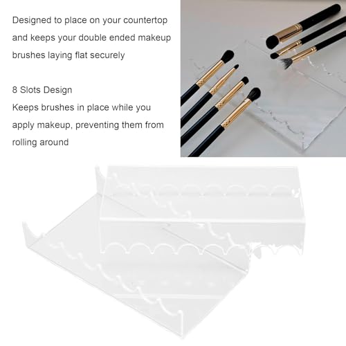 Pilipane 2PCS Makeup Brush Holder Clear Acrylic Horizontal Brush Drying Rack Organizer for Paint Brushes Vanity Table Accessory