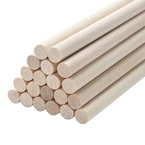 Wooden Dowels Wood Sticks for Crafts 3/8 x 12, 20 PCS Wood Dowel Rods, Round Macrame Dowels, Unfinished Hardwood Sticks for Arts and DIYers, Crafting, Tiered Cake Support and Wedding Ribbon Wands - size: 3/8"×12"-20PCS