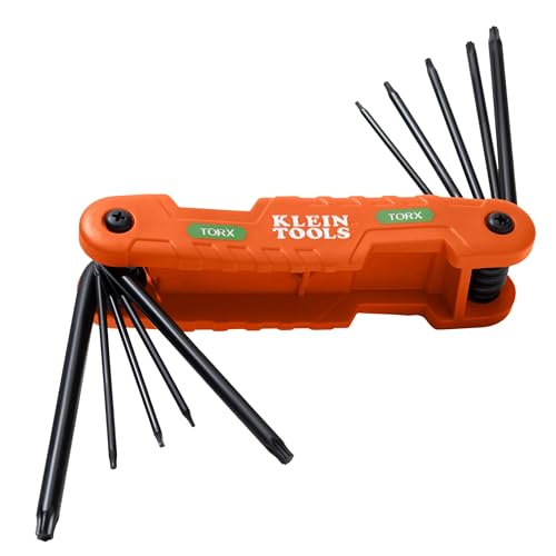 Klein Tools 70550T Pro Folding Hex Key Set, 10-Key Torx Sizes T6 to T40, Heat-Treated Alloy Steel, High-Leverage Blades - style: 10-Key TORX