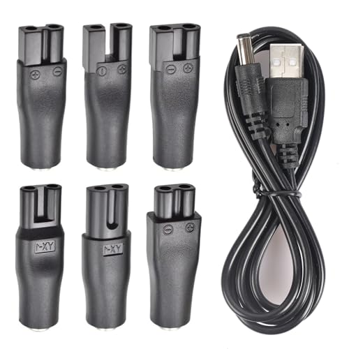 Universal Replacement 7PCS USB 5V Charger Cable, Compatible for Electric Hair Clippers, Beard Trimmers, Shavers, Beauty Instruments, Desk Lamps, Purifiers. (1)