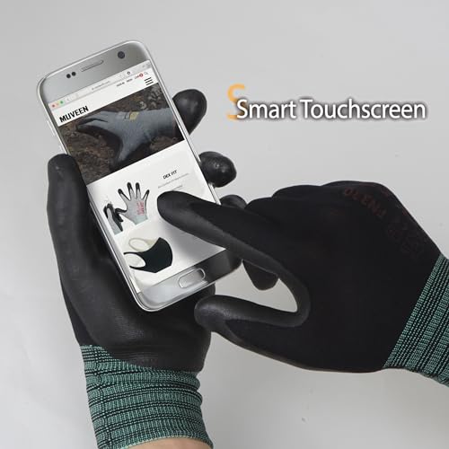 DEX FIT Nitrile Work Gloves FN330, 3D Comfort Fit, Touchscreen Grip Gloves for Warehouse, Construction, Package Handling, Delivery & General Work, Men & Women, Black, S, 1 Pair - color: Black, size: Small (1 Pair)