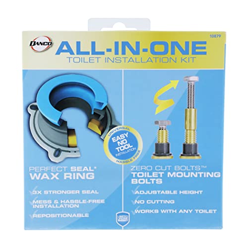 DANCO All-in-One Toilet Installation Kit, Perfect Seal Wax Ring & Zero Cut Bolts, Toilet Repair, Wax-Free, Mounting Toilet Bolts (10879X) - size: 1 Pack, style: Installation Kit