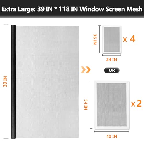 Secopad Window Screen and Screen Door Mesh Repair Kit, Black, 39in x 118in - color: Black, size: 39in x 118in