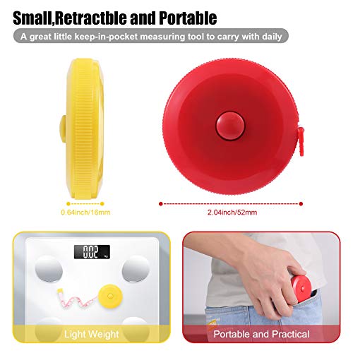 Tape Measures Retractable, Fabric Measuring Tape, 60 Inch Small Sewing Tape Measure for Craft Nursing Medical Travel(3 Pack/Blue Yellow Red) - color: Blue, Yellow, Red