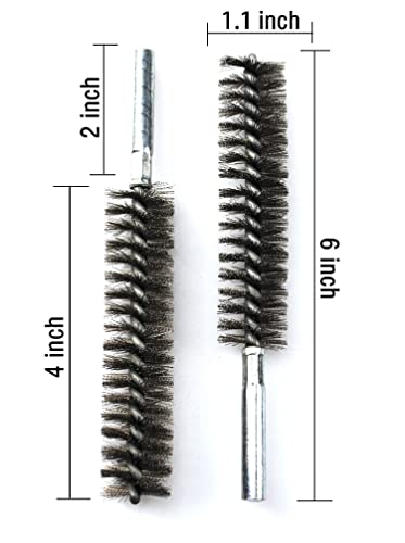 Drill-Powered 6pcs Pipe Cleaning Brush Set Stainless Steel Bristles - size: 1 1/10"(28mm)