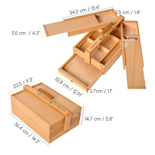 MEEDEN Portable Artist Supply Storage Box: Foldable Beech Wood Box - color: Natural