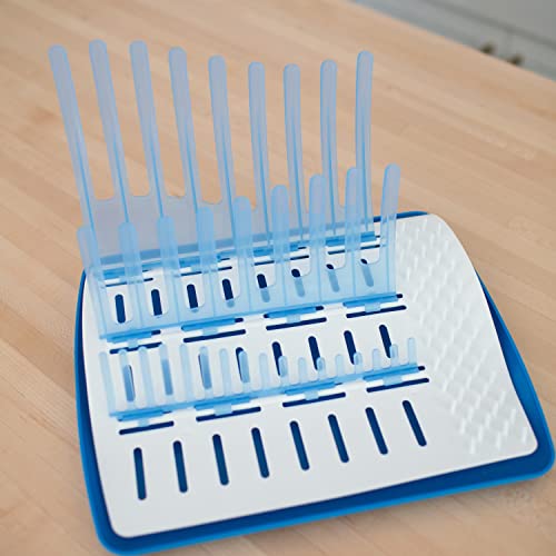 Dr. Brown's Baby Bottle Cleaning Brush with Sponge and Scrubber - Blue - 3pk and Universal Baby Bottle and Accessory Drying Rack - color: Blue Bottle Brush & Drying Rack, size: 3-Pack