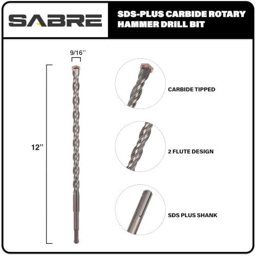 9/16 Inch x 12 Inch SDS Plus Rotary Hammer Drill Bit - size: 9/16" x 12"