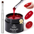 Beetles Hard Gel for Nails Wine Red, 30g TPO & HEMA-FREE & Flat Nail Brush - color: A - Crimson Allure