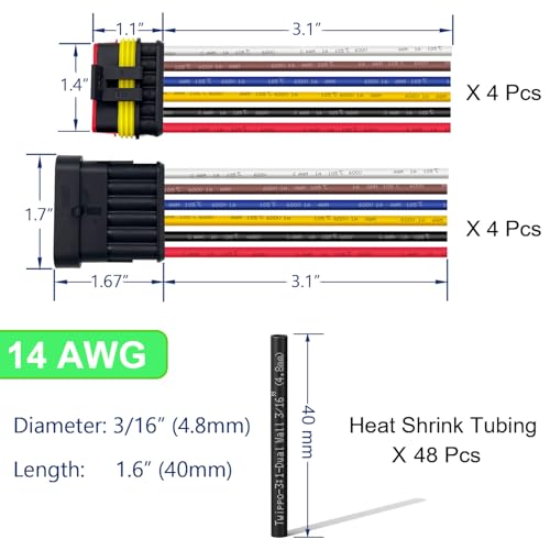 14 AWG 6 Wire Connector 6 Pin Automotive Electrical Waterproof Connectors - size: 6pin/4set
