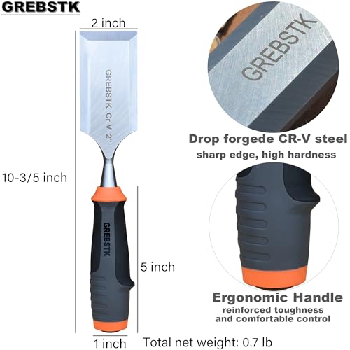 GREBSTK 2 Inch Wood Chisel, CR-V Steel Bevel-Edge Bench Tool