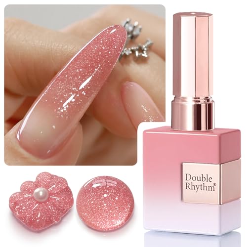 Double Rhythm 0.5Oz Glitter Gel Polish Shimmer Reflective Color for Nail Art Salon DIY Soak Off 15ml Nail Lamp Gel Polish at Home (Rose Pink-B1175) - color: Blossom Rose Pink