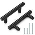 Probrico (5 Pack 2-1/2 inch Center-to-Center Black Bar Cabinet Pulls, 2 1/2 inch Drawer Pulls, Modern Cabinet Hardware Kitchen Cabinet T Bar Handles Dresser Knobs Set - color: Black, size: hole center 2-1/2"