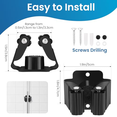 Broom Holder Wall Mount, 7PCS Broom Hanger Wall Mount, Stainless Steel Heavy Duty Mop Holder Broom Mop Hanger Wall with Screws, Garden Outdoor Tool Organizer Rack Broom Hanger (Black) - color: 7pack